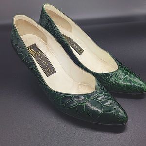 Vintage Lanvin Green Tortoise Shell Pumps
